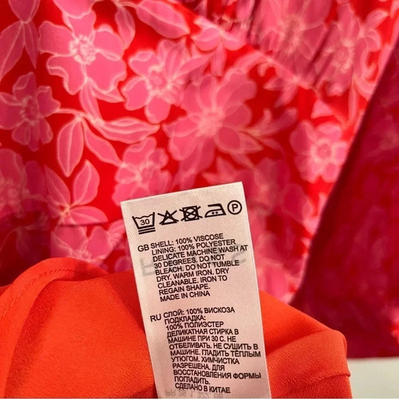 Reiss pink daisy deep v puff sleeve mini dress NWT size 12 - Picture 8 of 11